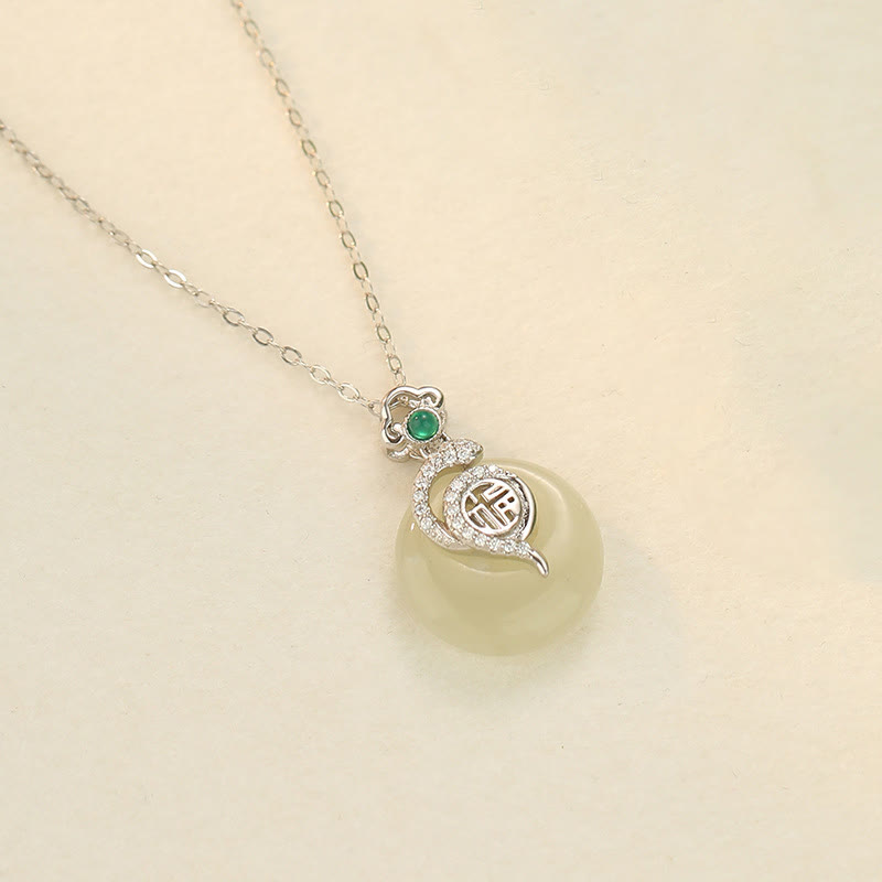 Buddha Stones925 スターリングシルバー 福文字 和田翡翠 平和バックル 蛇年 幸運 ネックレス ペンダント