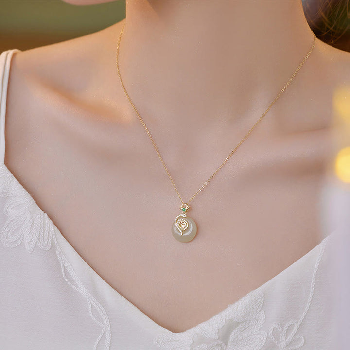 Buddha Stones925 スターリングシルバー 福文字 和田翡翠 平和バックル 蛇年 幸運 ネックレス ペンダント