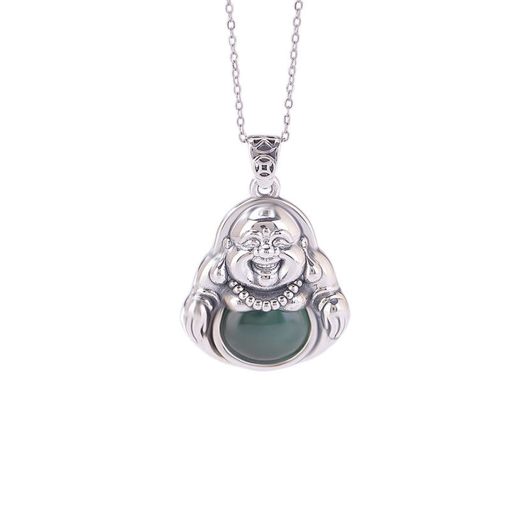 Buddha Stones999 スターリングシルバー 笑う仏陀 シアン 翡翠 蓮 成功 ネックレス チェーン ペンダント - image 7