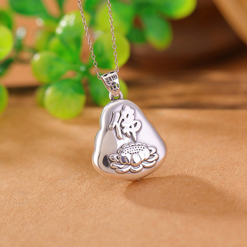 Buddha Stones999 スターリングシルバー 笑う仏陀 シアン 翡翠 蓮 成功 ネックレス チェーン ペンダント - image 4