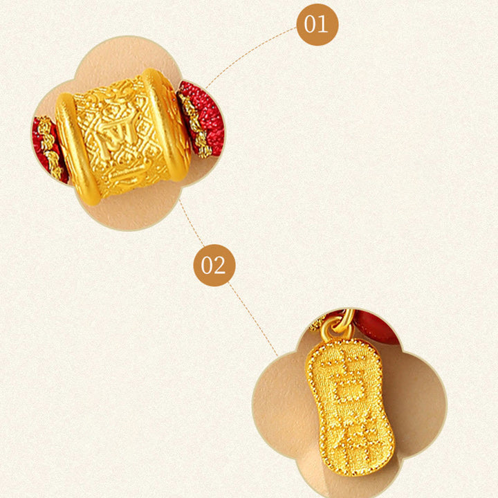 Buddha Stones999スターリングシルバー 6つの真実の言葉オーム・マニ・パドメ・フム辰砂 祝福の紐ブレスレット - image 12