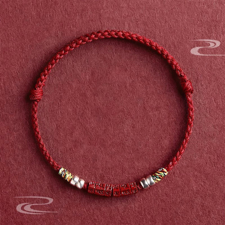 Buddha Stones925 スターリングシルバーオーム・マニ・パドメ・フム辰砂 祝福 子供 大人用ブレスレット
