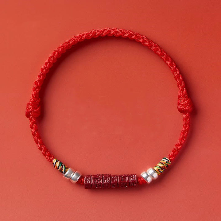 Buddha Stones925 スターリングシルバーオーム・マニ・パドメ・フム辰砂 祝福 子供 大人用ブレスレット