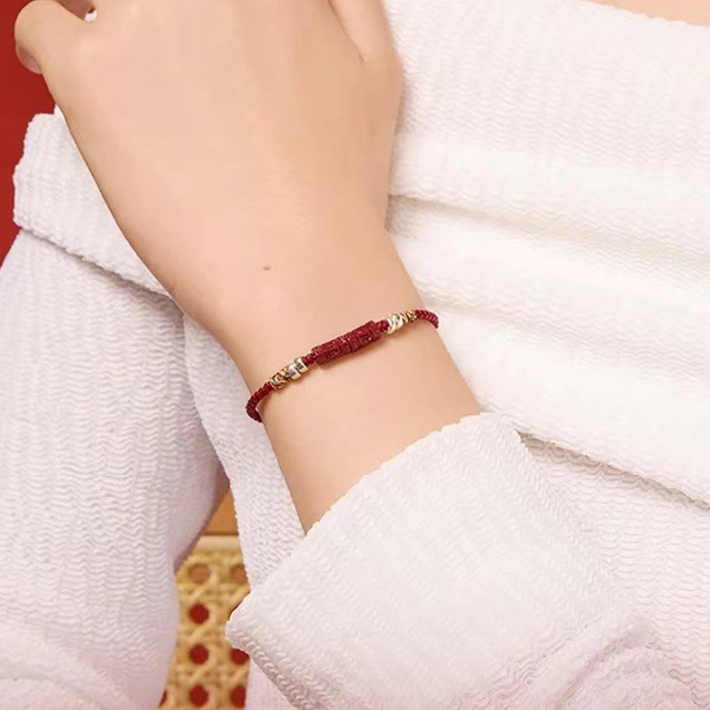 Buddha Stones925 スターリングシルバーオーム・マニ・パドメ・フム辰砂 祝福 子供 大人用ブレスレット
