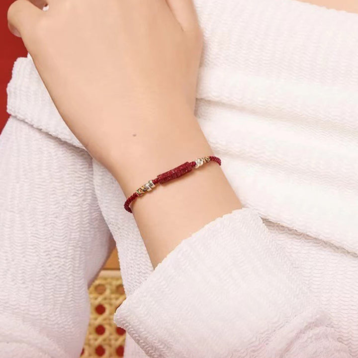 Buddha Stones925 スターリングシルバーオーム・マニ・パドメ・フム辰砂 祝福 子供 大人用ブレスレット