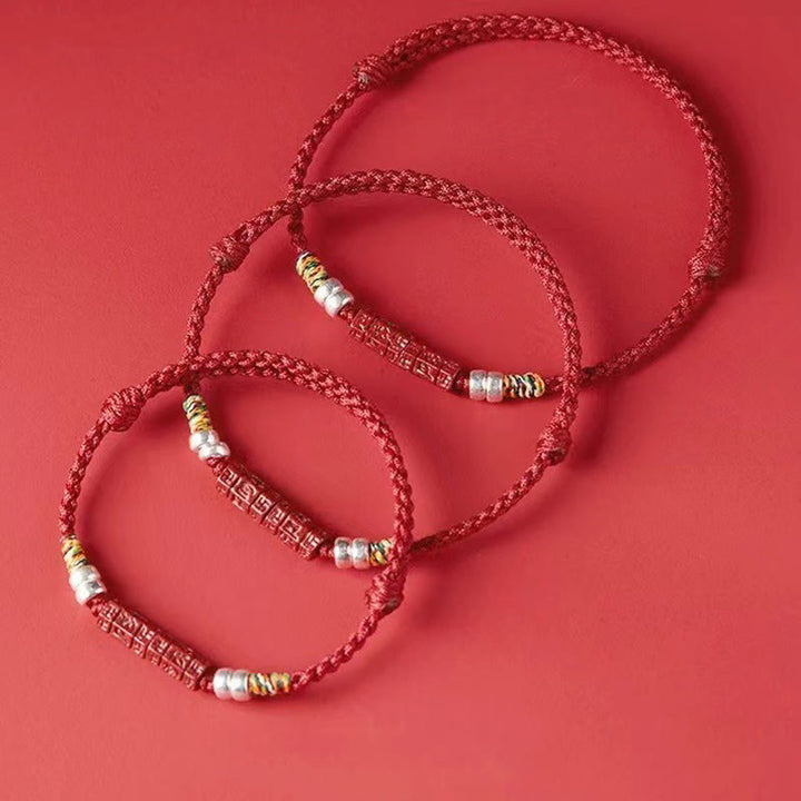 Buddha Stones925 スターリングシルバーオーム・マニ・パドメ・フム辰砂 祝福 子供 大人用ブレスレット