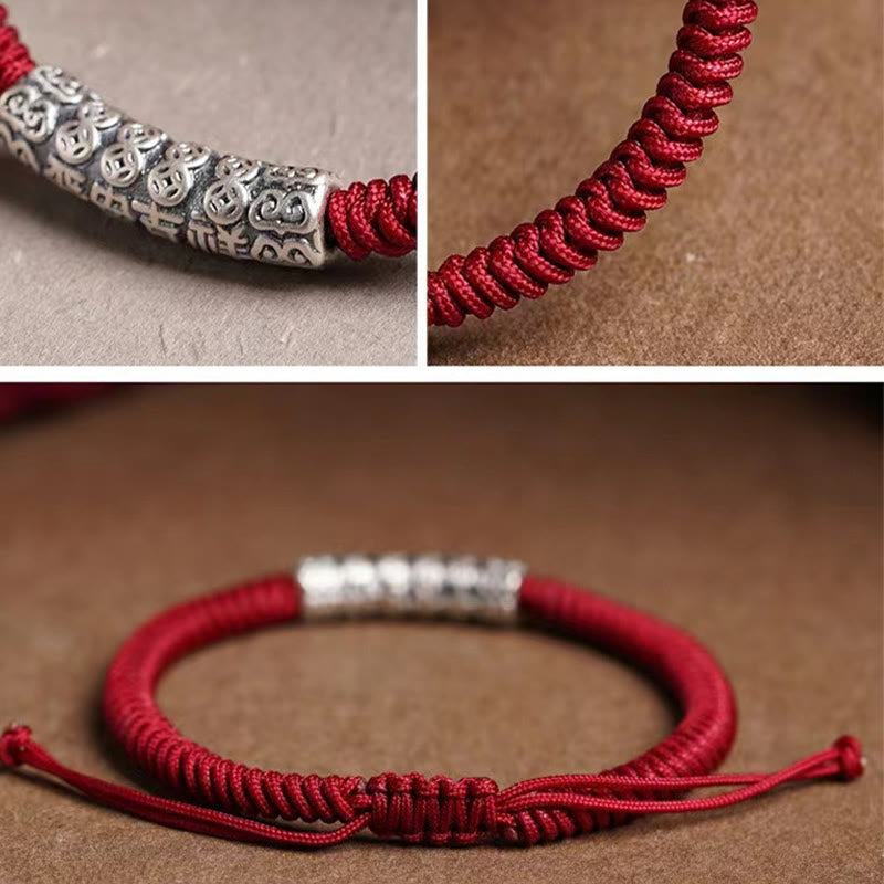 Buddha Stonesハンドメイド999スターリングシルバー平和と幸運繁栄オーム・マニ・パドメ・フム幸運ロープブレスレット - image 13