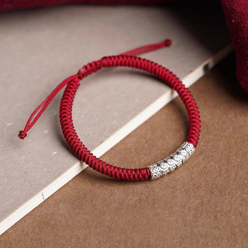 Buddha Stonesハンドメイド999スターリングシルバー平和と幸運繁栄オーム・マニ・パドメ・フム幸運ロープブレスレット - image 3