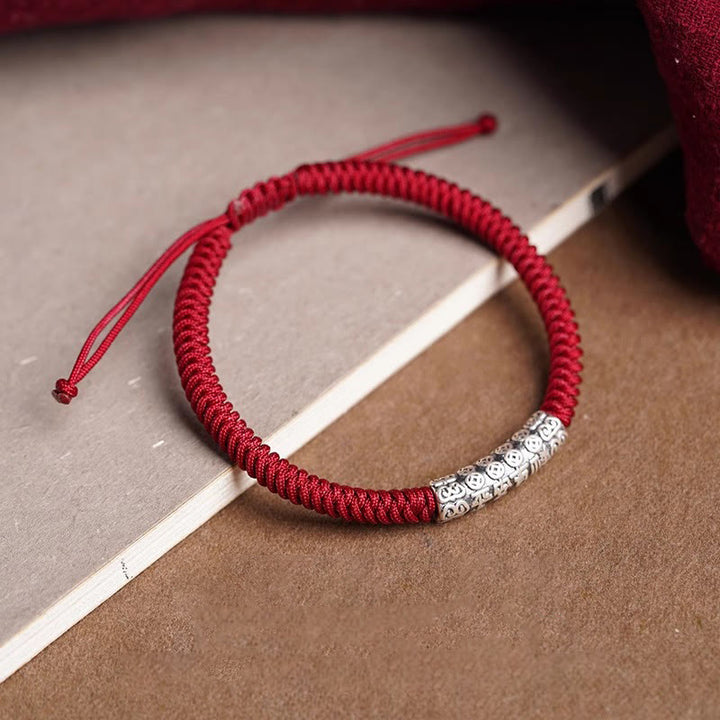 Buddha Stonesハンドメイド999スターリングシルバー平和と幸運繁栄オーム・マニ・パドメ・フム幸運ロープブレスレット - image 3