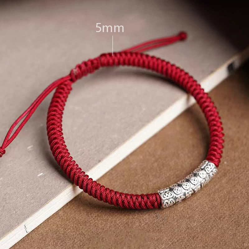 Buddha Stonesハンドメイド999スターリングシルバー平和と幸運繁栄オーム・マニ・パドメ・フム幸運ロープブレスレット - image 11