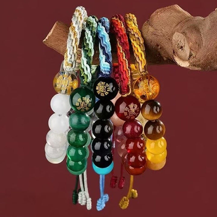 Buddha Stones 水晶 瑪瑙 開運 金運 富運 結び目編み パワーストーン ブレスレット