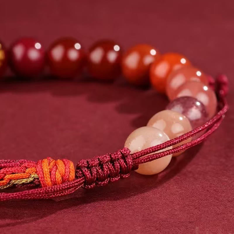 Buddha Stones 水晶 瑪瑙 開運 金運 富運 結び目編み パワーストーン ブレスレット