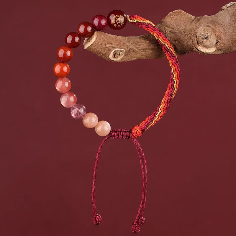 Buddha Stones 水晶 瑪瑙 開運 金運 富運 結び目編み パワーストーン ブレスレット