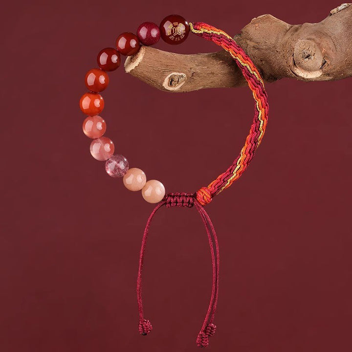 Buddha Stones 水晶 瑪瑙 開運 金運 富運 結び目編み パワーストーン ブレスレット