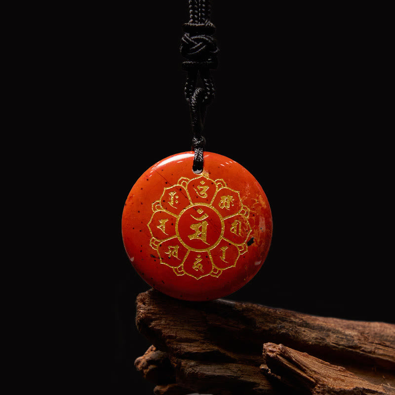 Buddha StonesOm Mani Padme Hum天然水晶各種 黒曜石 強さのネックレスペンダント