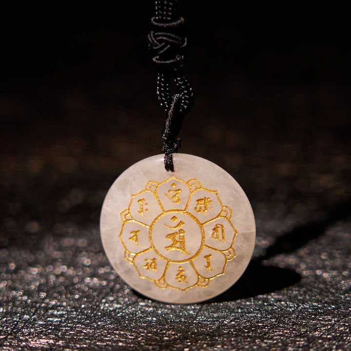 Buddha StonesOm Mani Padme Hum天然水晶各種 黒曜石 強さのネックレスペンダント