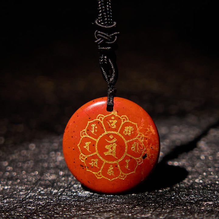 Buddha StonesOm Mani Padme Hum天然水晶各種 黒曜石 強さのネックレスペンダント