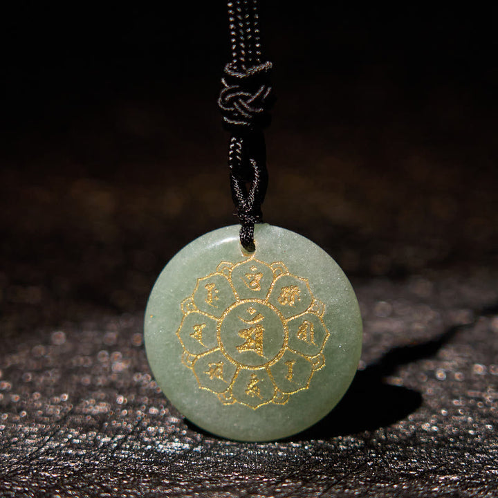 Buddha StonesOm Mani Padme Hum天然水晶各種 黒曜石 強さのネックレスペンダント
