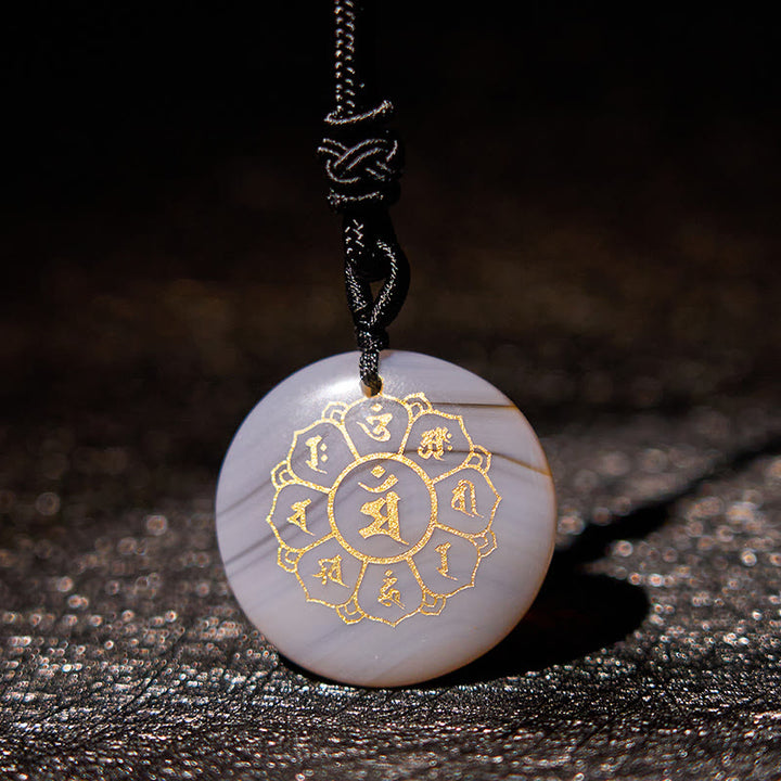 Buddha StonesOm Mani Padme Hum天然水晶各種 黒曜石 強さのネックレスペンダント