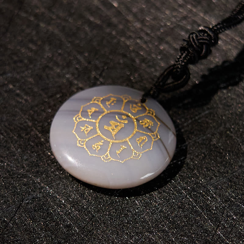 Buddha StonesOm Mani Padme Hum天然水晶各種 黒曜石 強さのネックレスペンダント