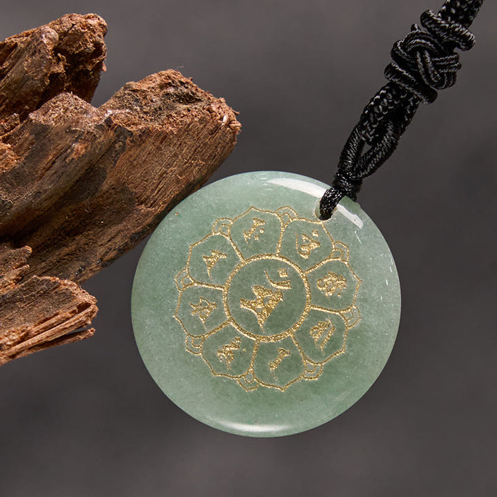 Buddha StonesOm Mani Padme Hum天然水晶各種 黒曜石 強さのネックレスペンダント