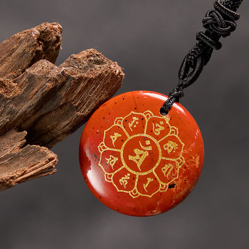 Buddha StonesOm Mani Padme Hum天然水晶各種 黒曜石 強さのネックレスペンダント