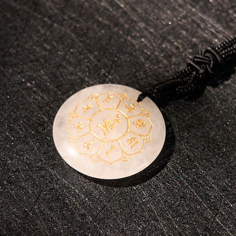 Buddha StonesOm Mani Padme Hum天然水晶各種 黒曜石 強さのネックレスペンダント
