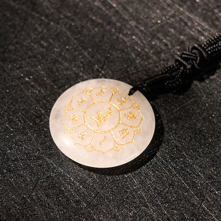 Buddha StonesOm Mani Padme Hum天然水晶各種 黒曜石 強さのネックレスペンダント