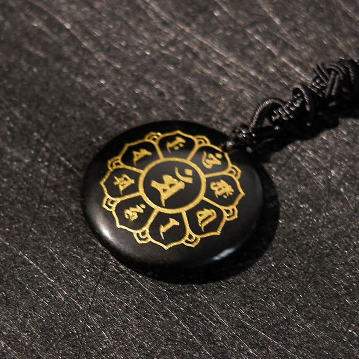 Buddha StonesOm Mani Padme Hum天然水晶各種 黒曜石 強さのネックレスペンダント
