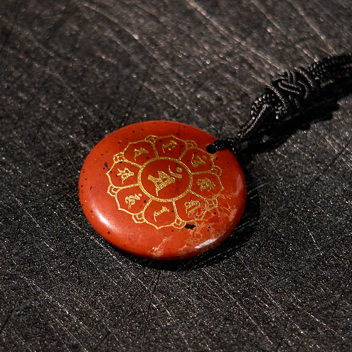 Buddha StonesOm Mani Padme Hum天然水晶各種 黒曜石 強さのネックレスペンダント