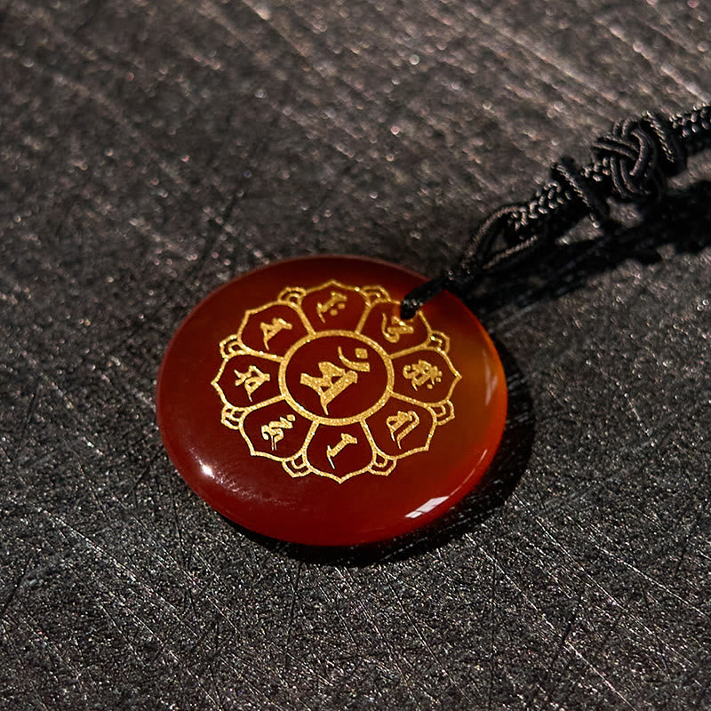 Buddha StonesOm Mani Padme Hum天然水晶各種 黒曜石 強さのネックレスペンダント