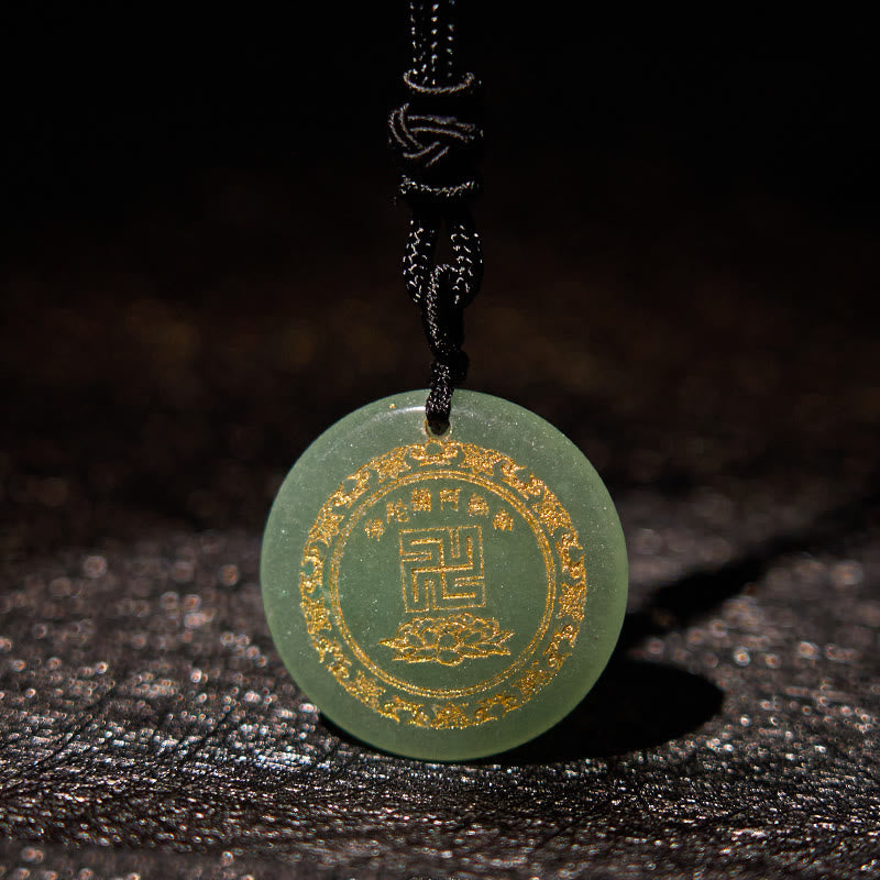 Buddha Stones卍 蓮華模様 天然水晶 黒曜石 浄化 ネックレス ペンダント