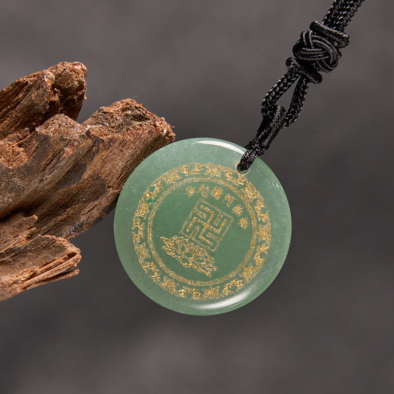 Buddha Stones卍 蓮華模様 天然水晶 黒曜石 浄化 ネックレス ペンダント