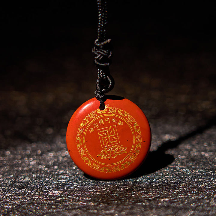 Buddha Stones卍 蓮華模様 天然水晶 黒曜石 浄化 ネックレス ペンダント