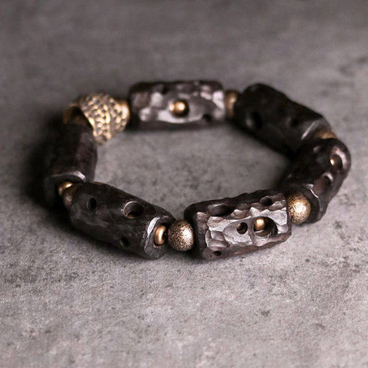 Buddha Stones黒檀 木 銅 真鍮 落ち着いたブレスレット