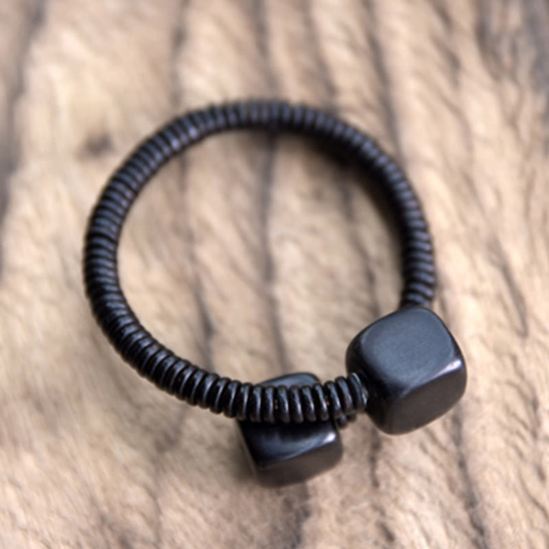 Buddha Stones黒檀 緑白檀 キューブ バランスブレスレット