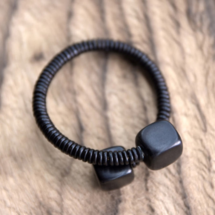 Buddha Stones黒檀 緑白檀 キューブ バランスブレスレット