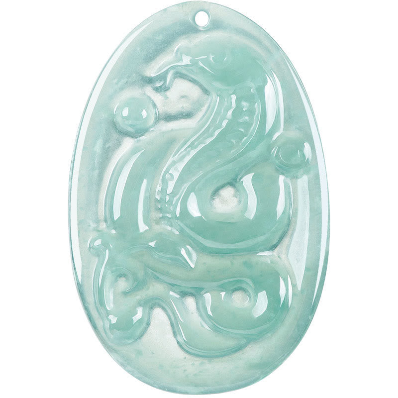 Buddha Stones天然翡翠オーバル蛇年幸運ネックレスペンダント