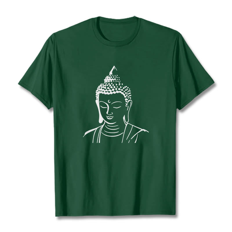 Buddha Stones仏頭柄 コットンTシャツ - フォレストグリーン - 2XL - image 1