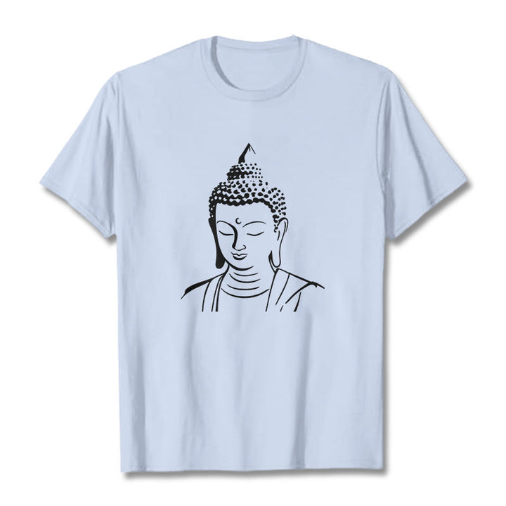Buddha Stones仏頭柄 コットンTシャツ - ライトシアン - 2XL - image 15