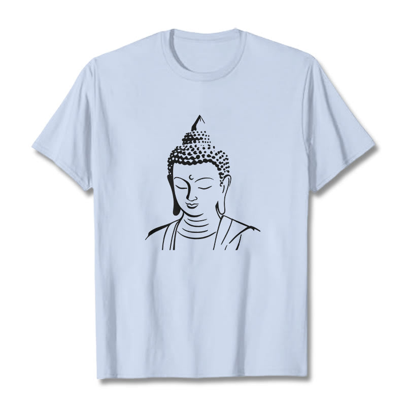 Buddha Stones仏頭柄 コットンTシャツ - ライトシアン - 2XL - image 16
