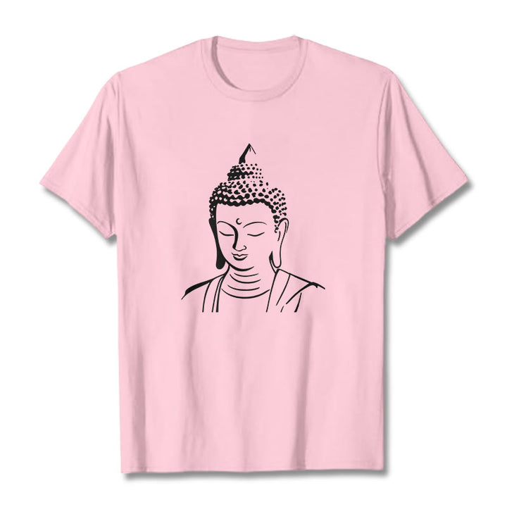 Buddha Stones仏頭柄 コットンTシャツ - ライトピンク - 2XL - image 18