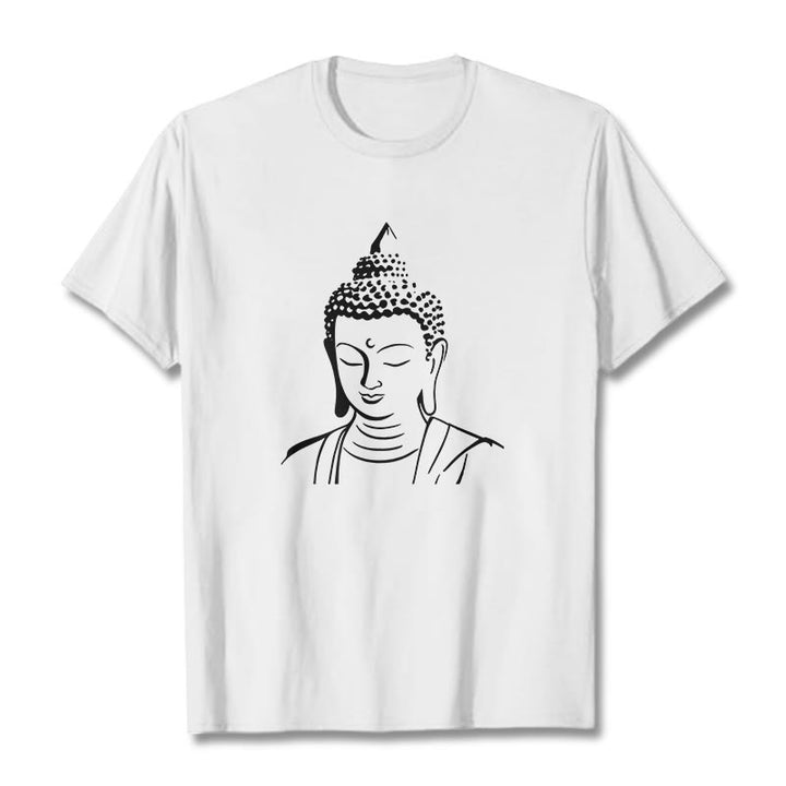 Buddha Stones仏頭柄 コットンTシャツ - 白 - 2XL - image 4