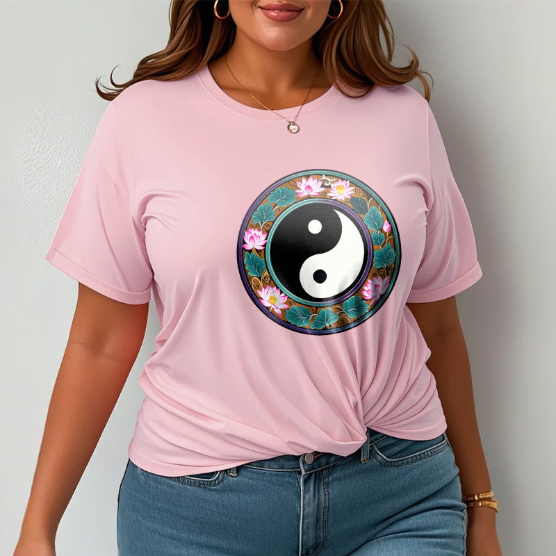 Buddha Stones、陰陽、蓮の葉のコットンTシャツ - image 18