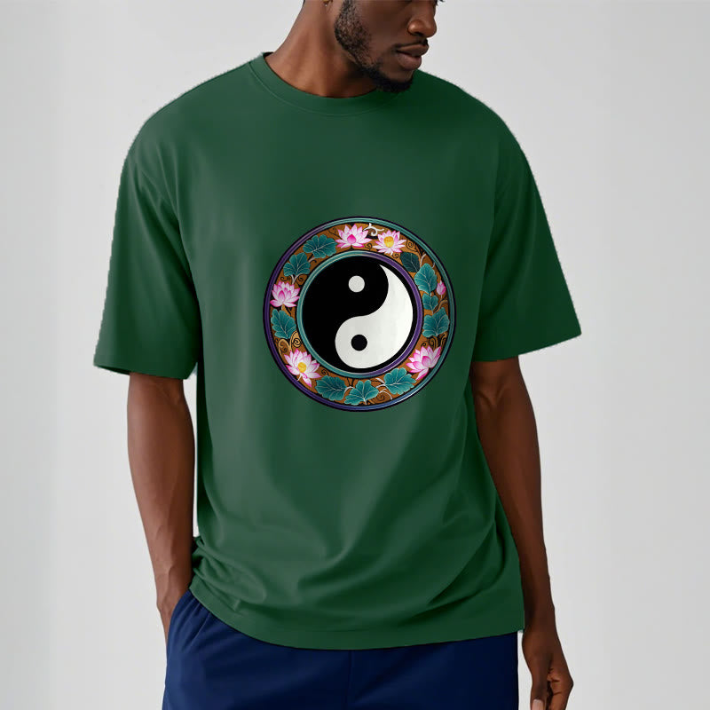 Buddha Stones、陰陽、蓮の葉のコットンTシャツ - image 9