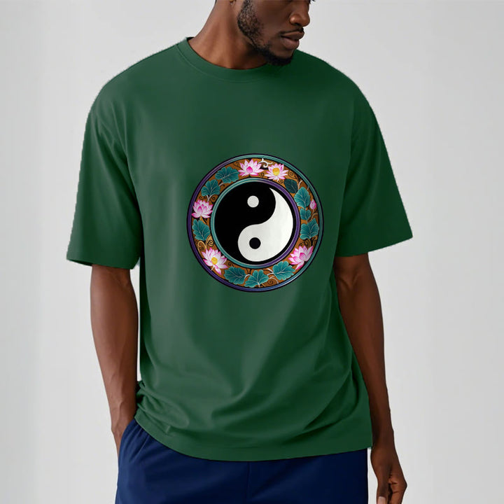 Buddha Stones、陰陽、蓮の葉のコットンTシャツ - image 9