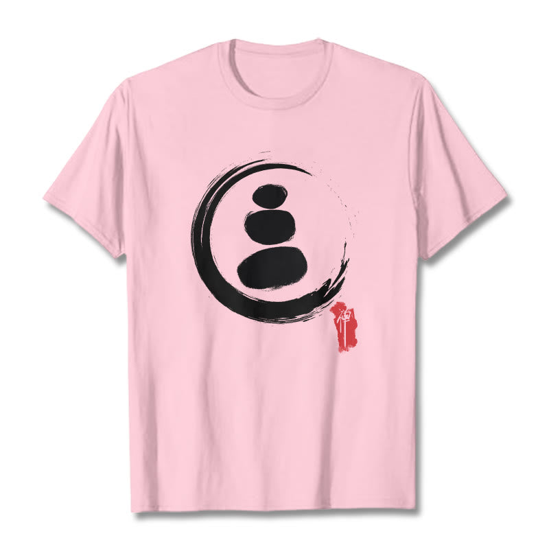 Buddha Stones禅サークル コットンTシャツ - ライトピンク - 2XL - image 12