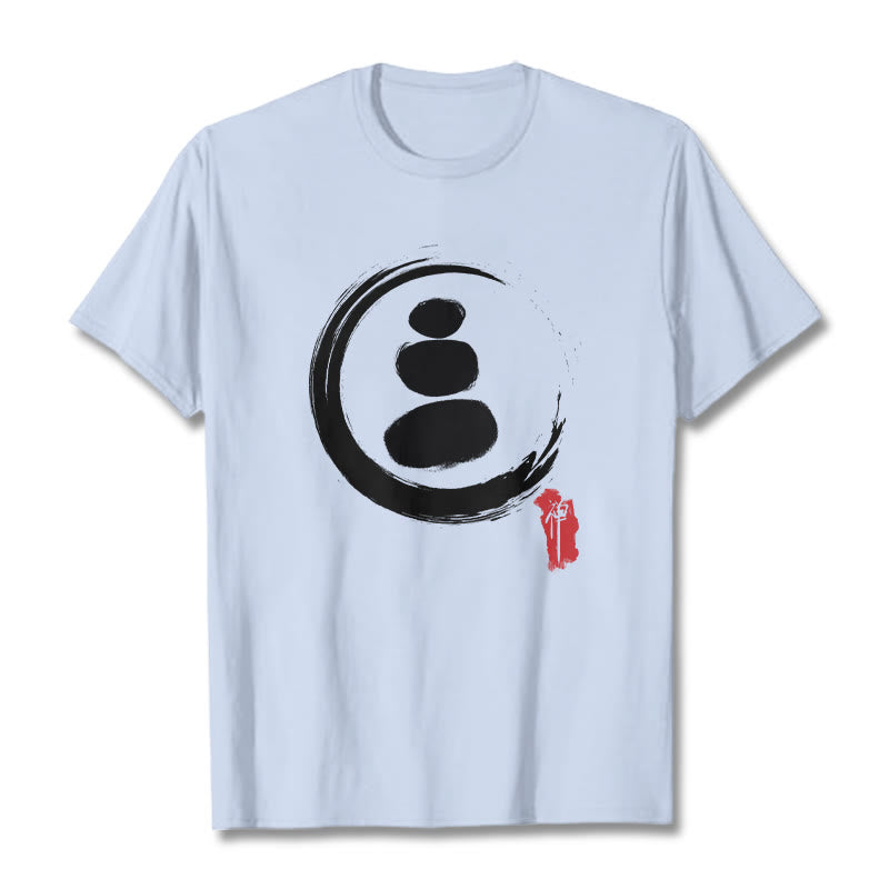 Buddha Stones禅サークル コットンTシャツ - ライトシアン - 2XL - image 14