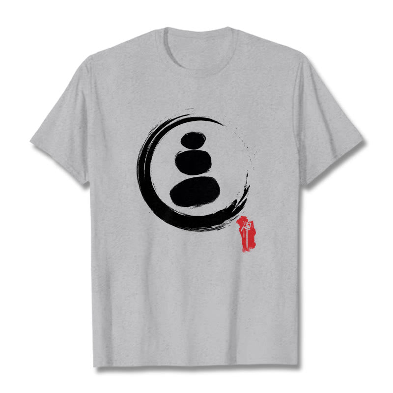 Buddha Stones禅サークル コットンTシャツ - ライトグレー - 2XL - image 19