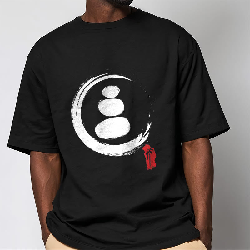 Buddha Stones禅サークル コットンTシャツ - image 1